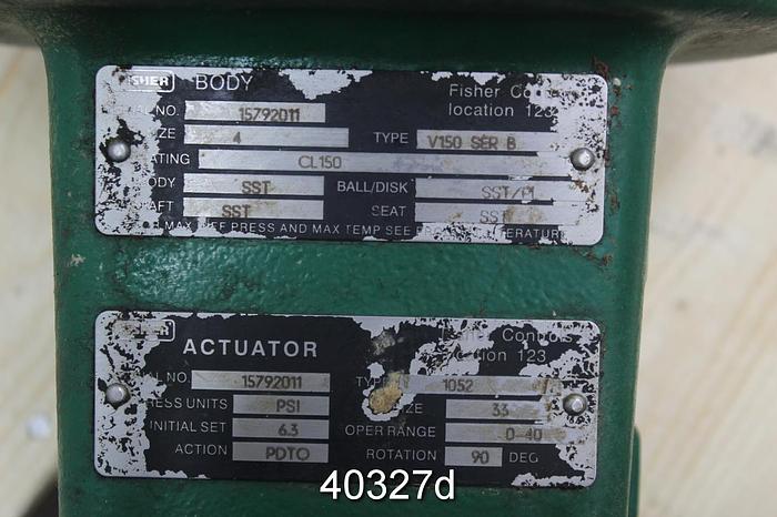 Used Fisher V150 4" Vee Ball Control Valve #40327