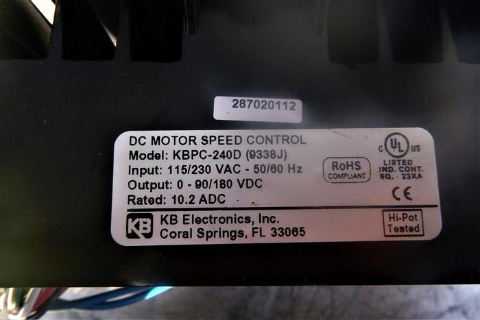 Used Motor, Speed Control, 2 HP, KB, Mdl KBPC-240D #C744075
