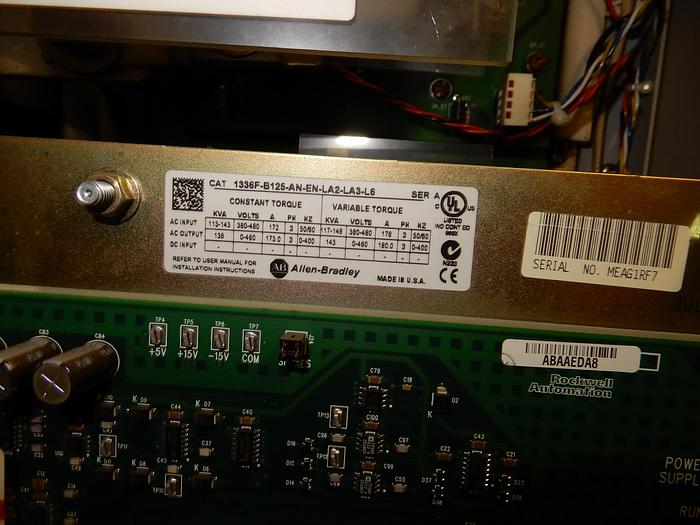 Used ALLEN BRADLEY DRIVES MODEL 1336F-B125-AN-EN-LA2-LA3-L6 SERIES A