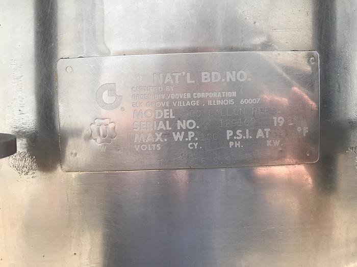 Used 1986 GROEN 200 GAL. PRESSURE VESSEL only @ AMERICA'S STEAM KETTLE HEADQUARTERS !