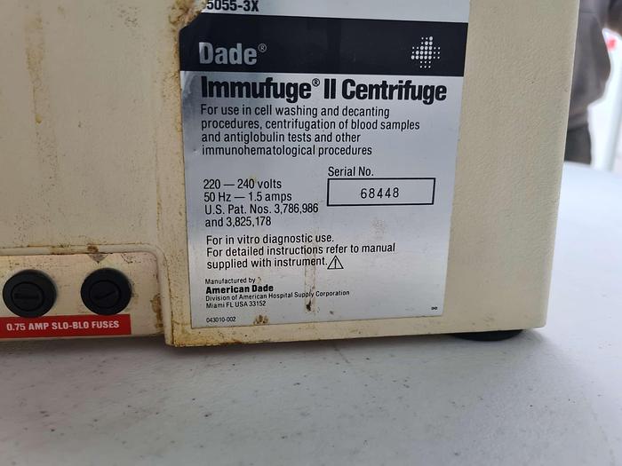 Used Dade Immufuge II Centrifuge