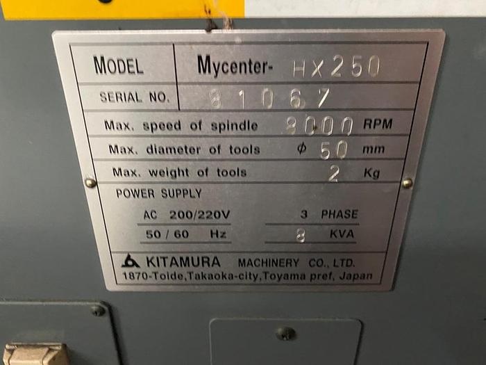 Used 1998 Kitamura Mycenter HX250 Horizontal Machining Center