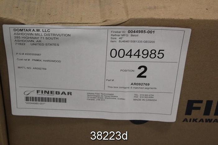 Unused Beloit DD4000 46" Refiner Plate Set, 4 Positions, 6 Segments Each #38223