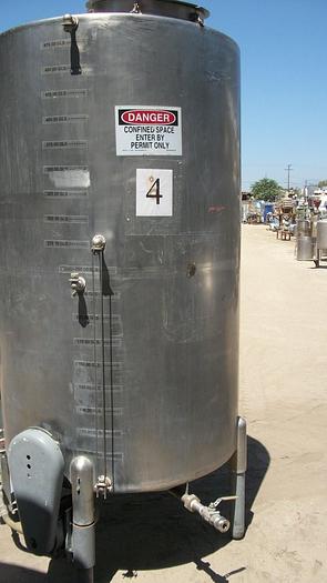 Used Tank, 500 Gallon, S/st, 45" x 72", Agit, DT/SB, Sngl Wall, #S741260