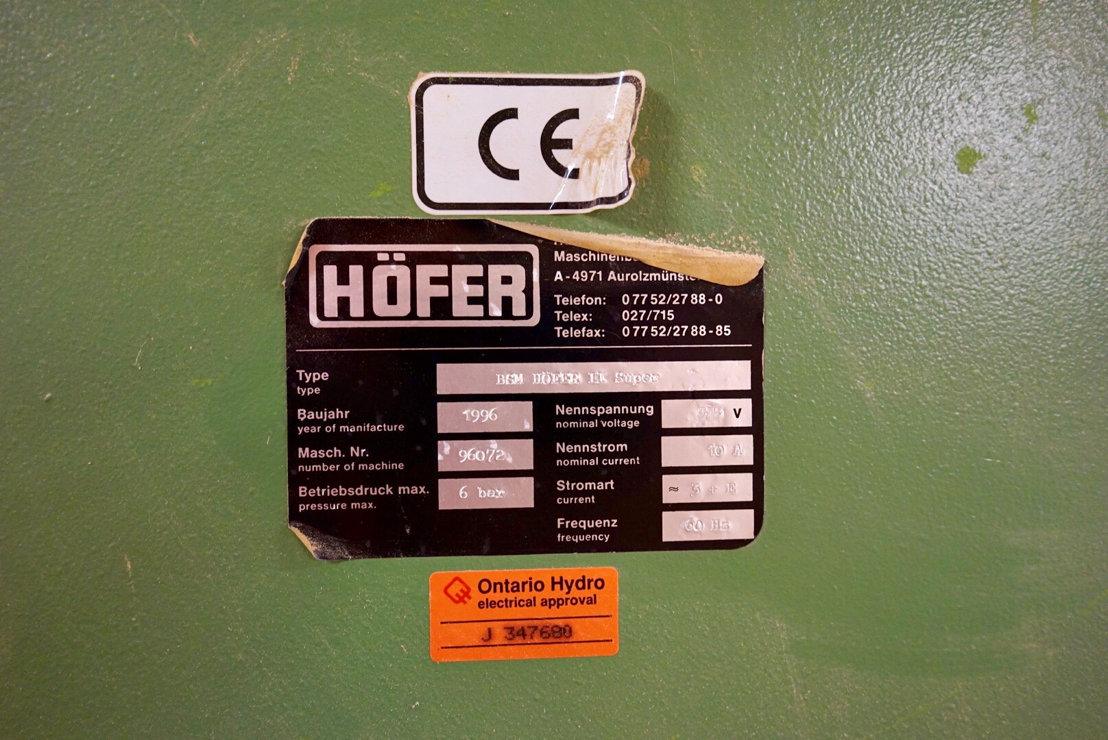 Used 1996 HOFER Hofer 10' Stroke Sander