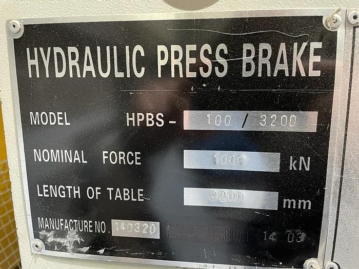 Used BMC HBPS-100/3200 Hydraulic Pressbrake