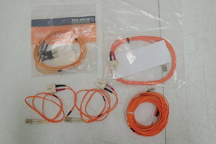 Used (5) Duplex Multimode 62.5/125 Fiber Optic Cables: RoHS LC-SC 3M, Black Box ST-LC