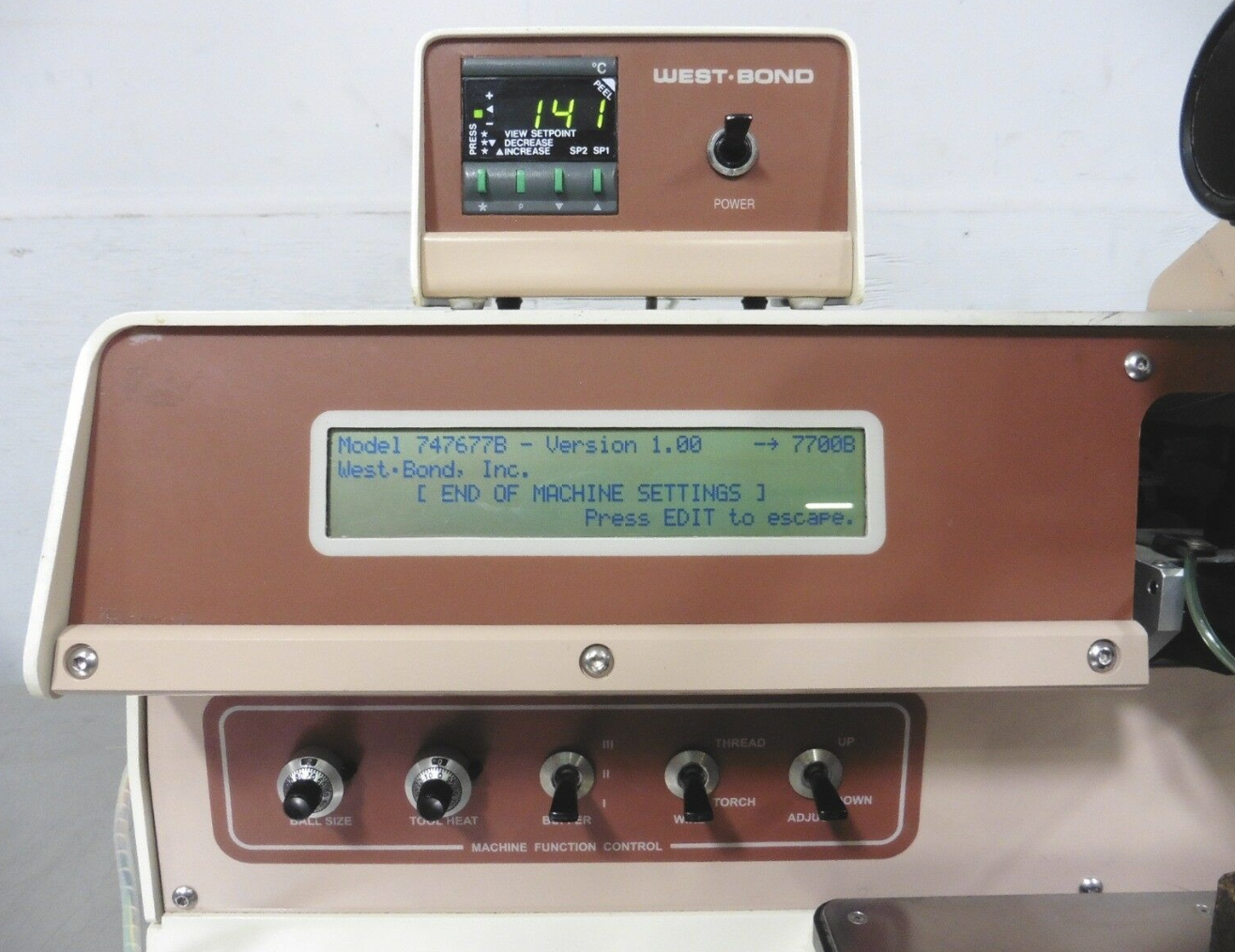 Used West-Bond 747677B Convertible Wire Bonder w/ Gold Ball Bond Head (7700B)