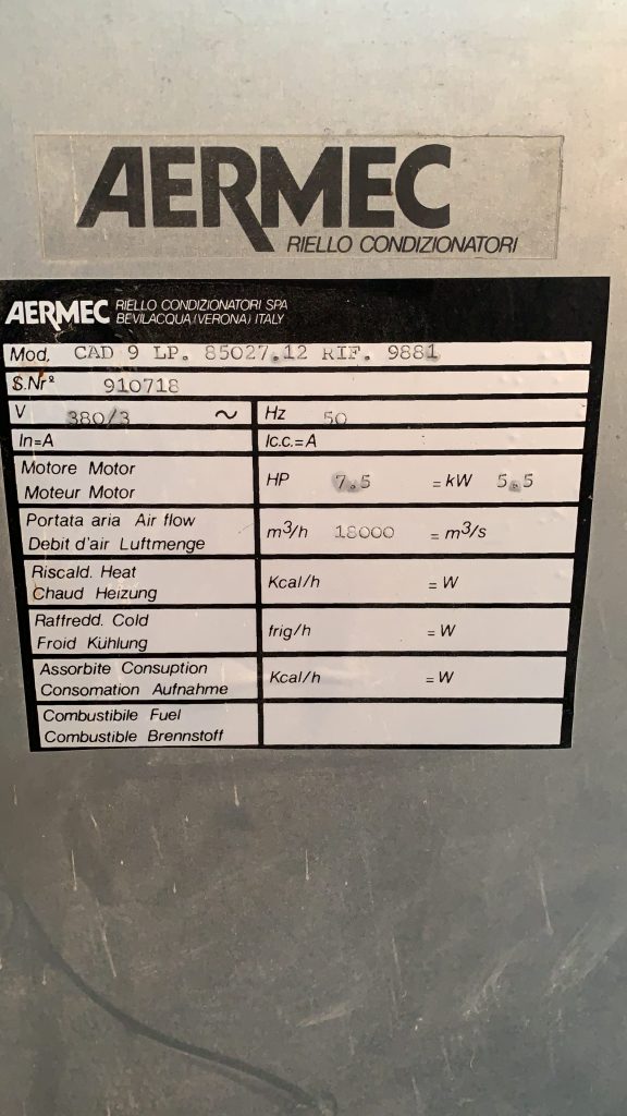 Usato Unità di trattamento aria AERMEC CAD 9 LP