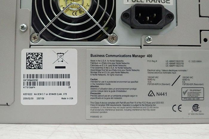 Used Nortel N0015222 NA BCM 3.7 on BCM 400 2 LAN-Standard System