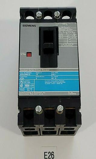 Used *PREOWNED* Siemens ED23B015 15 Amp 240V 3 Pole Circuit Breaker + Warranty!