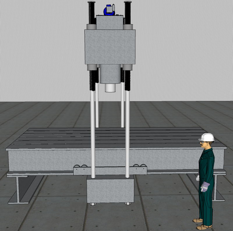 Used 250 Ton A.F.C. Hydraulic Straightening Press; 4 Axis Traveling Gantry Type with Elevating Crown; 4 Column Design