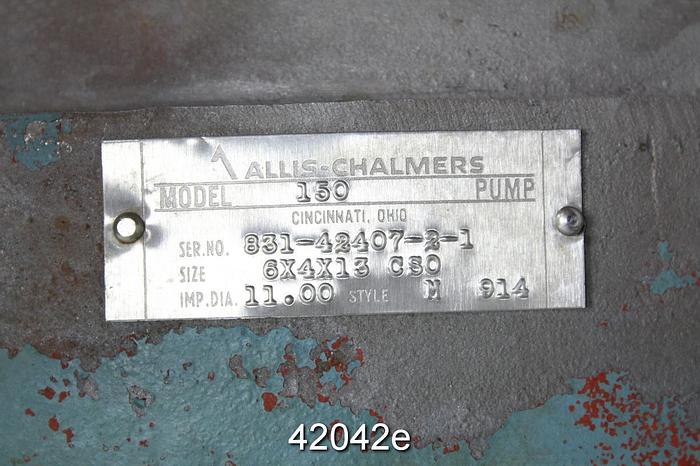 Used Allis Chalmers 150 6x4x13 CSO M Style Pump, Stainless Steel Casing #42042