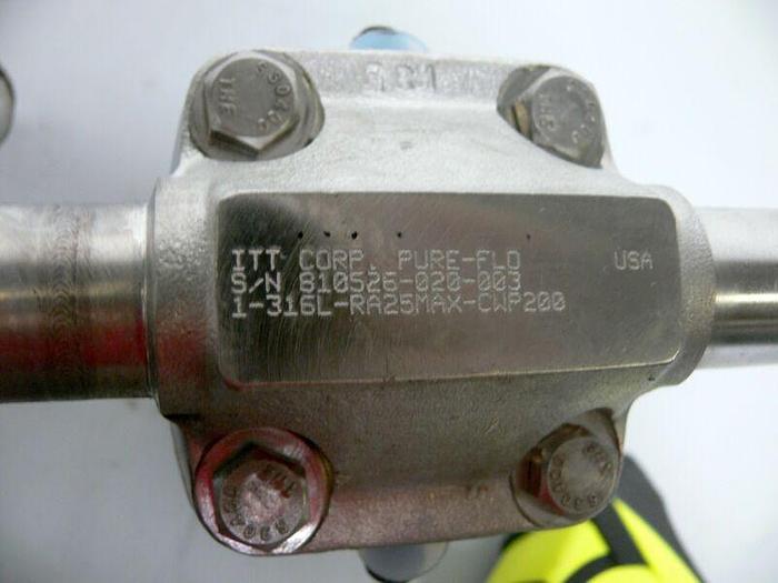 Used Lot of 2 ITT Pure-Flo 316L RA25Max Diaphragm Valves 1" Pipe 2" OD Sanitary