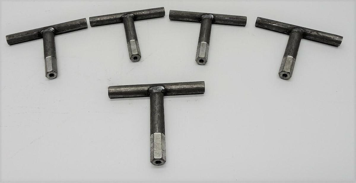 (5) Custom Machined 12mm Hex Security T-Handle Keys