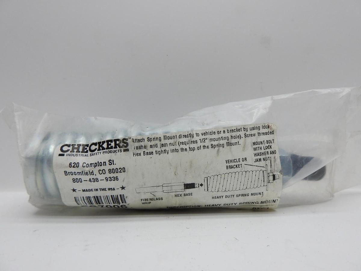 Checkers Chrome Plated Heavy Duty Spring Mount for Lighted Flagstaffs to 8' NEW