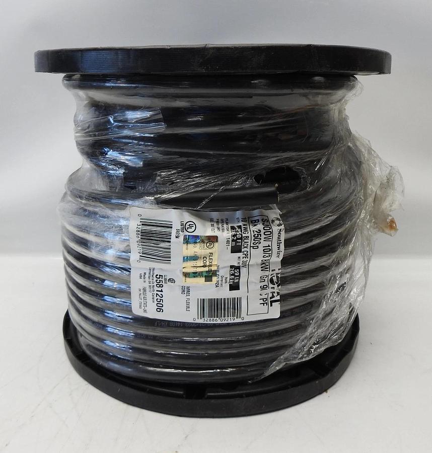 Southwire 55812506 10-104 3/C CU SJOOW BLACK 90(D)C 300V (250') - NEW