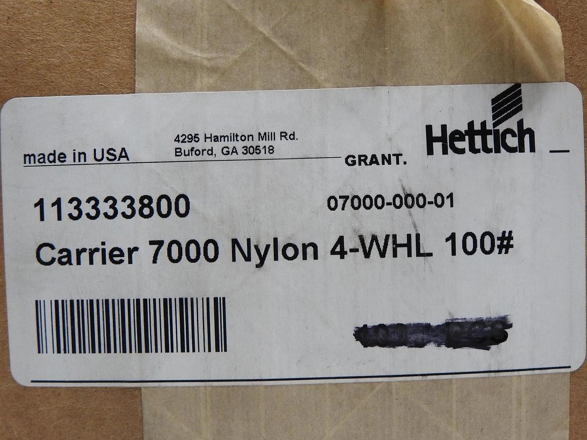 Hettich Carrier 7000 Nylon 4-Wheel 7000 Ball Bearing Steel 100LB for Grant