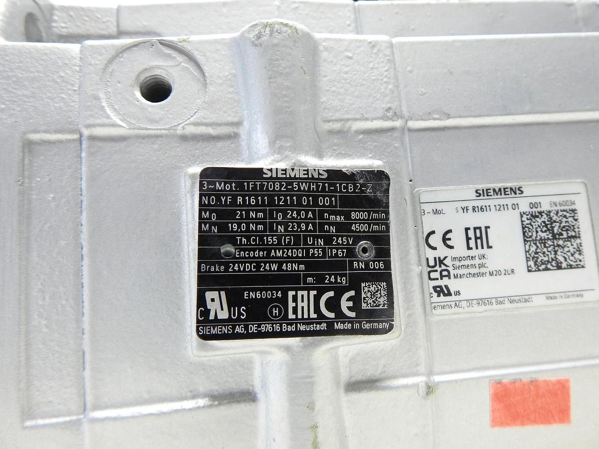 GENUINE Siemens 1FT7082-5WH71-1CB2-Z SYNCHRONOUS MOTOR 1FT70825WH711CB2Z DAMAGED