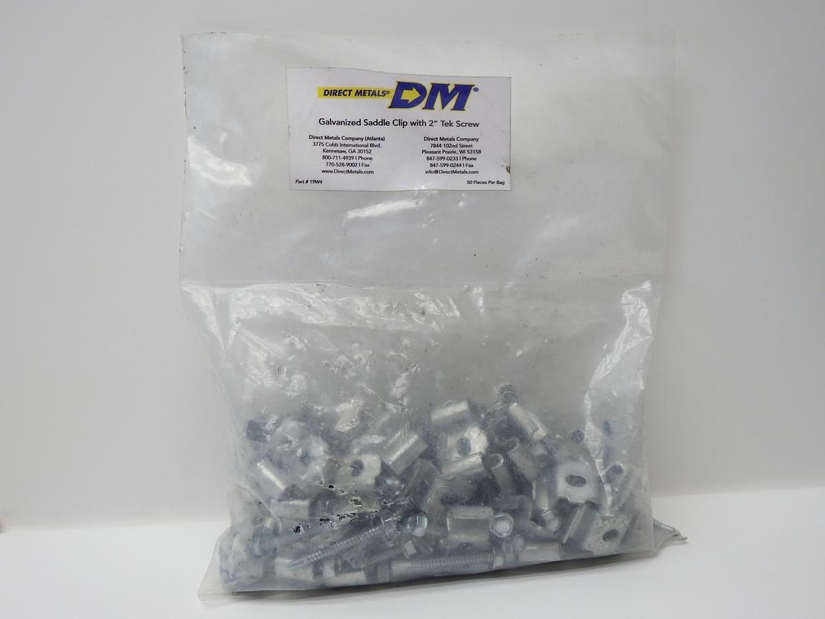 Direct Metals DM Galvanized Saddle Clip with 2" Tek Screw #19W4 (Bag of 50)