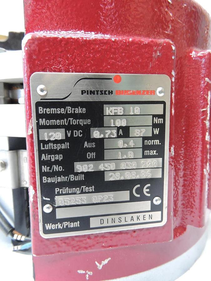 PINTSCH BUBENZER KFB 10 Brake 120 VDC .73A 87W KFB10