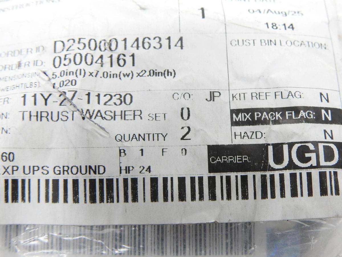 Genuine Komatsu 11Y-27-11230 Washer (2 PACK) OEM NEW