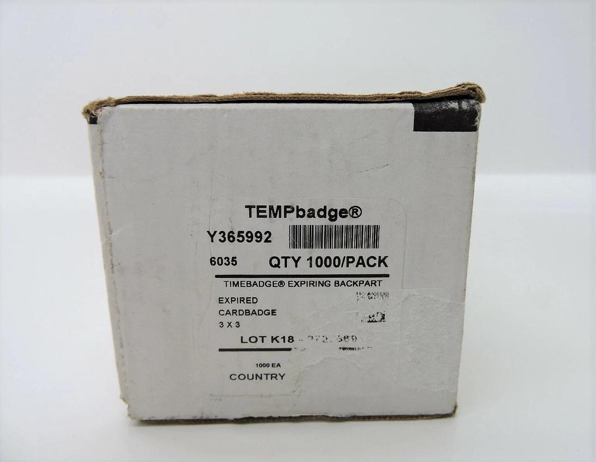 TEMPbadge Expired Cardbadge 3 x 3 Y365992 6035 QTY. 1000/Pack Expiring Back Part