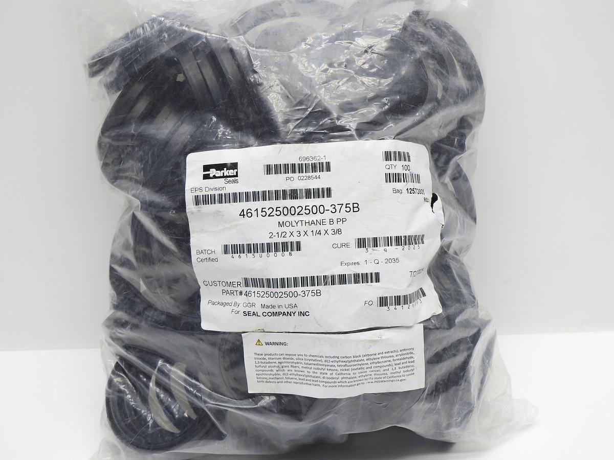 100x Parker 461525002500-375B PolyPak Hydraulic Seals Molythane B PP 2.5"x3"x.25