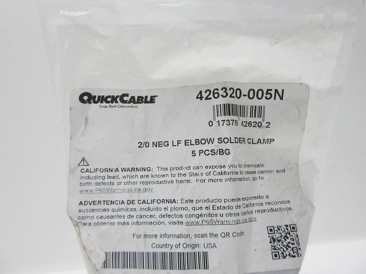 QuickCable 426320-005N Negative Left Elbow Clamp Fusion Solder Battery Connector