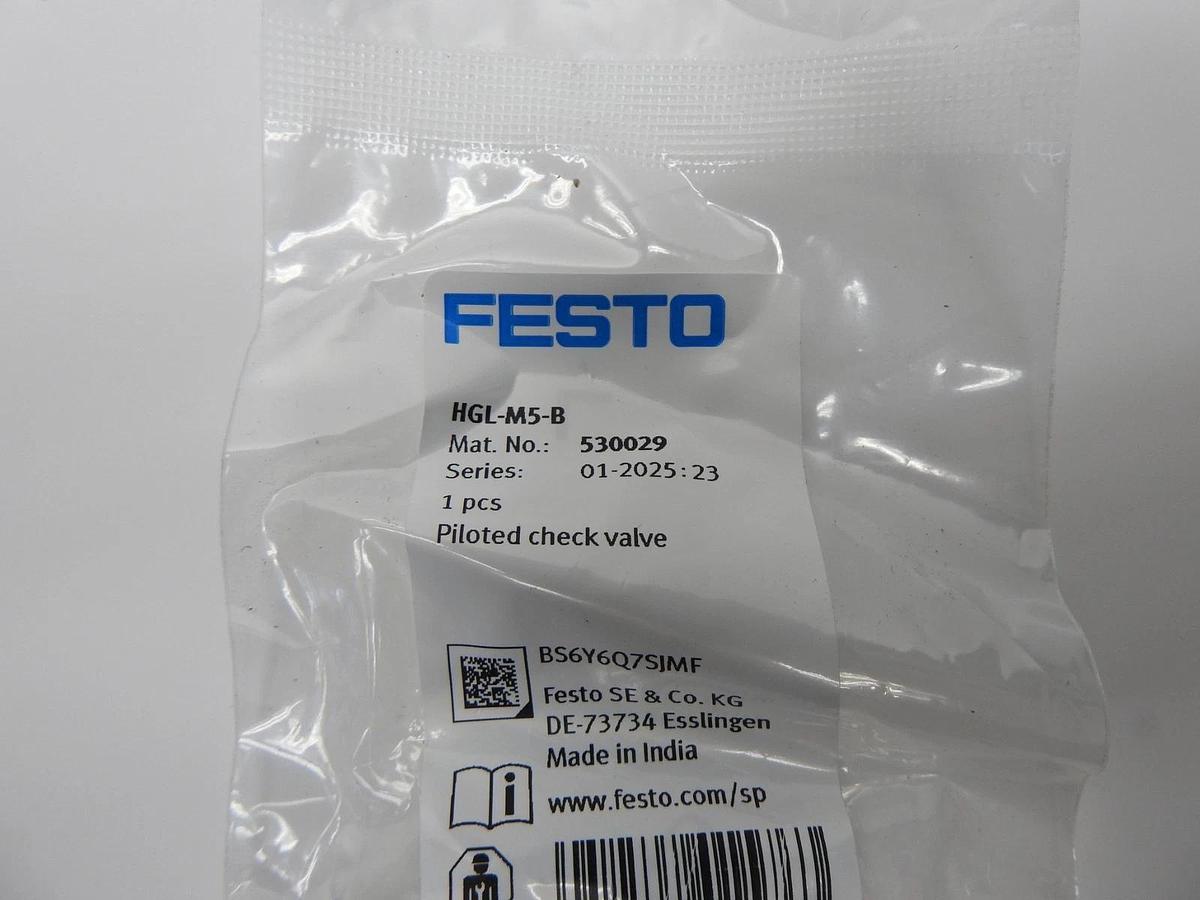 Festo 530029 HGL-M5-B Piloted Check Valve - GENUINE NEW!
