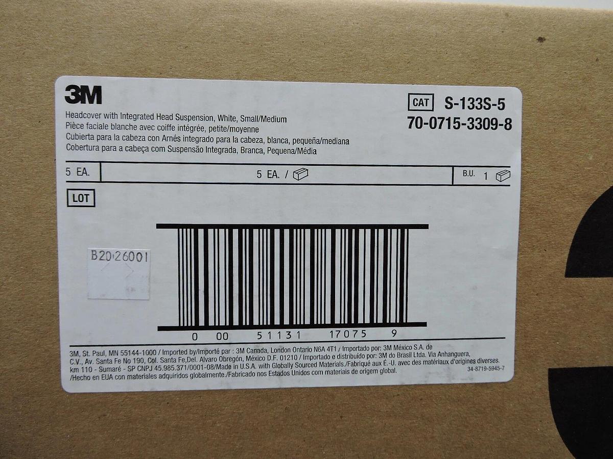 (5) - 3M Versaflo S-133S-5 Headcover/Head Suspension Small/Medium 70-0715-3309-8 768684107384