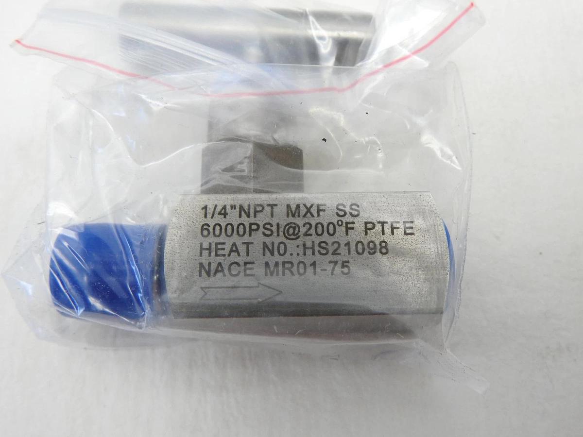 12/pk TSI Flow Products 1/4" NPT MXF, PTFE SS 6000PSI In Line SS Needle Valve