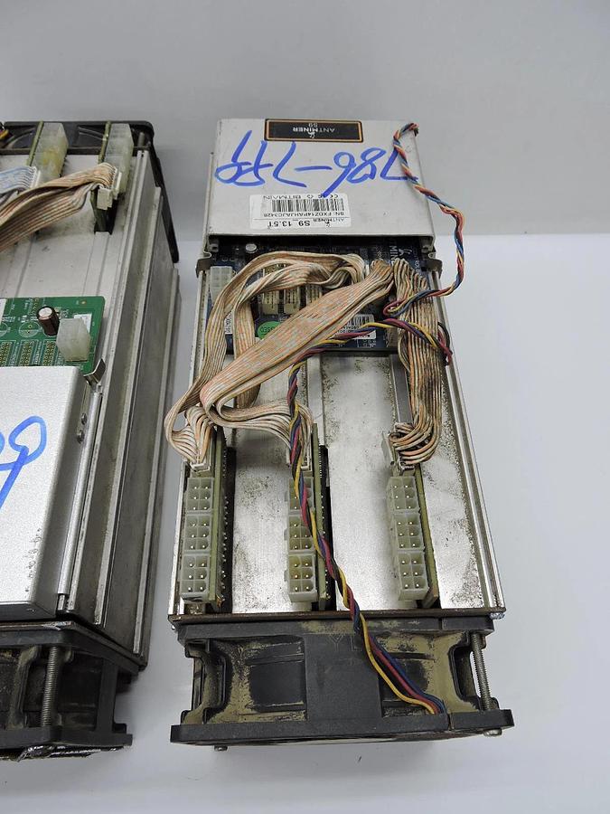 (Lot of 2) S9 Bit Miner Crypto Miners w/ power supplies - AS IS READ