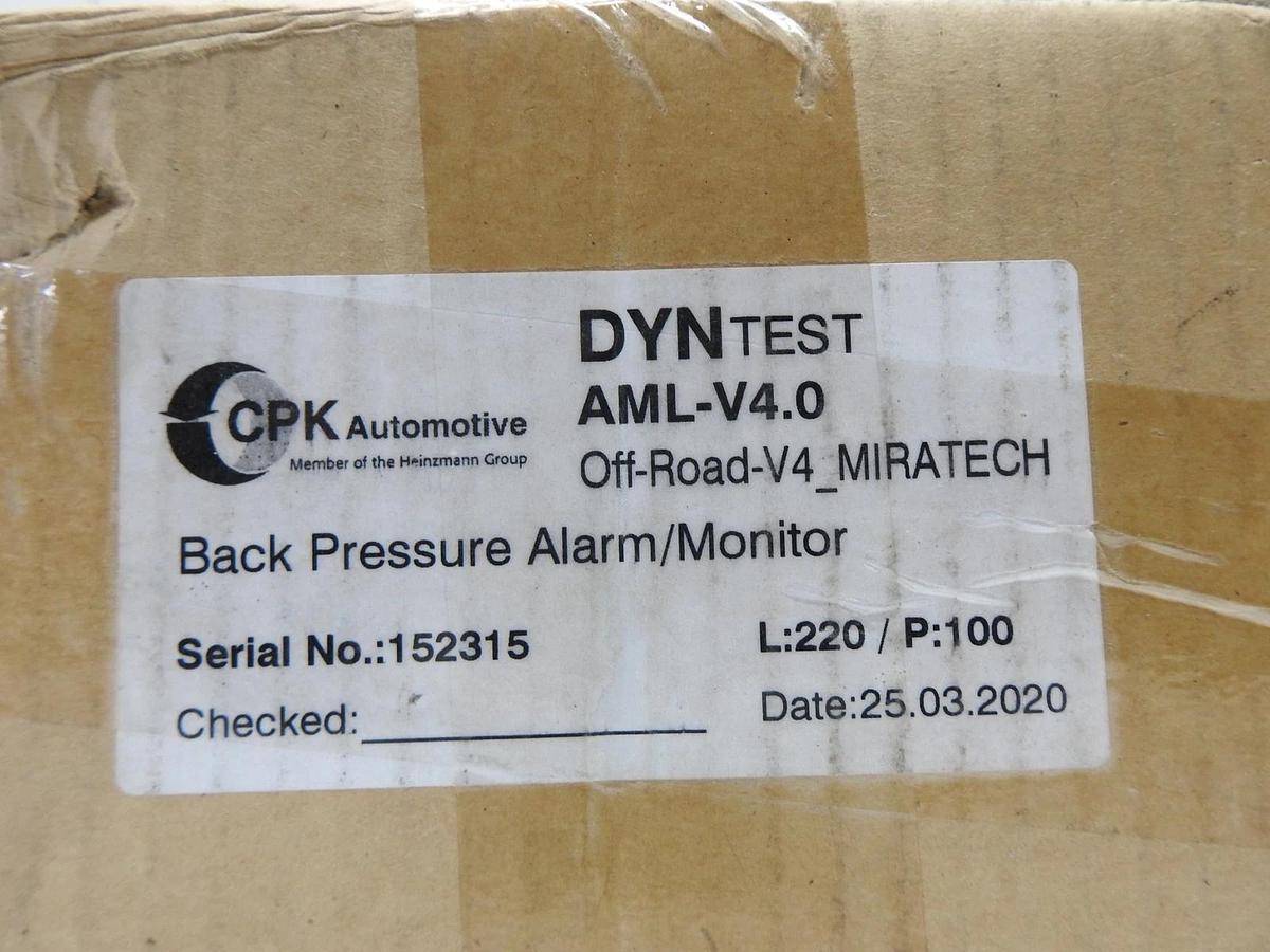 CPK Automotive Dyntest Back Pressure Alarm Monitor System AML-V4.0 Kit NOB NEW!