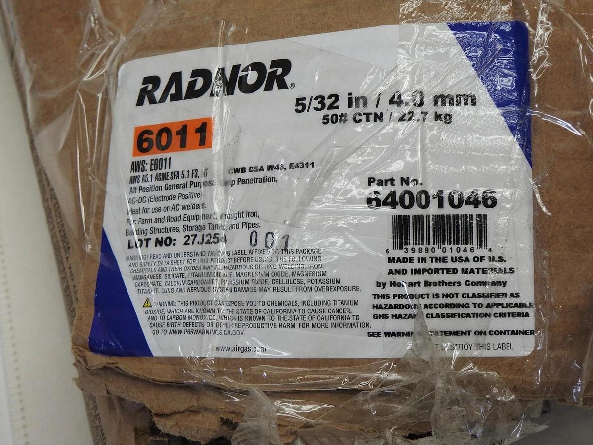 Radnor 64001046 5/32" X 14" E6011 Carbon Steel Electrode 50 lb box - NOB NEW!