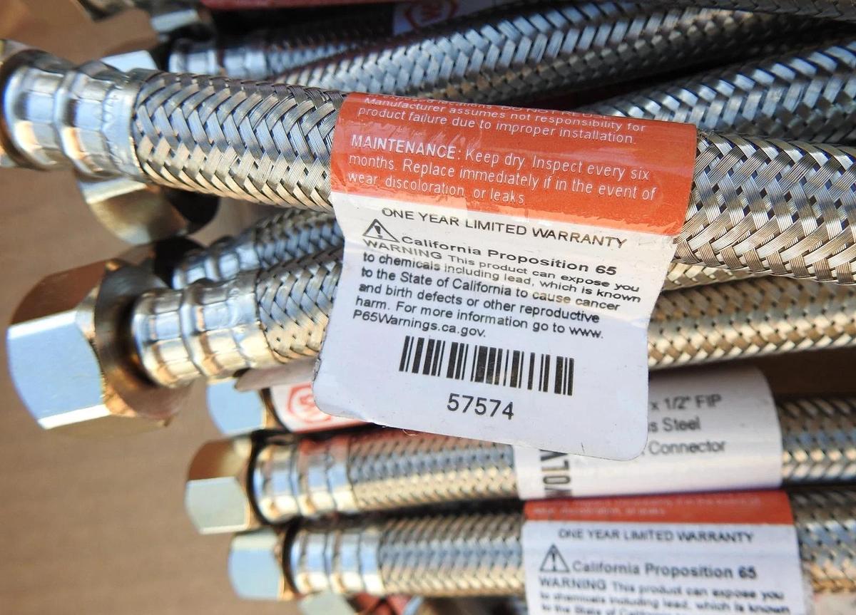 LOT OF 24 - Wolvering Brass Inline Brass Faucet Hoses 3/8" OD x 1/2" FIP