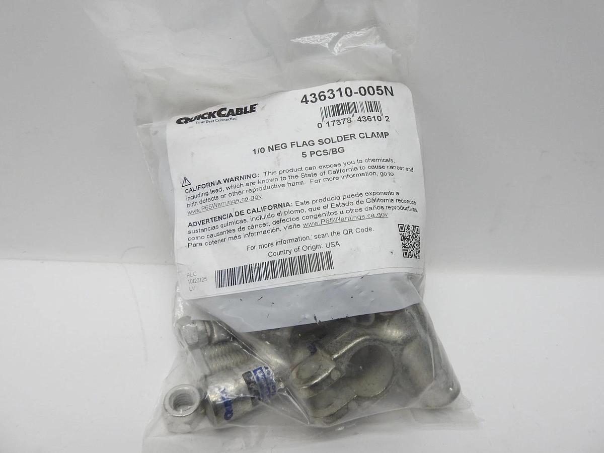 QuickCable 436310-005N 1/0 GA Negative Flag Clamp Fusion Battery Connector (5pk)