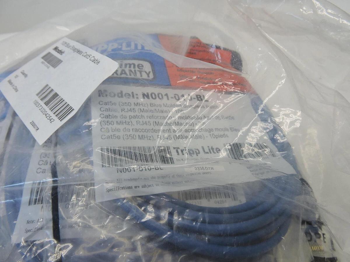 (10 PACK) - Tripp Lite N001-010-BL CAT-5E Snagless Molded Patch Cable (10ft) 37332042545