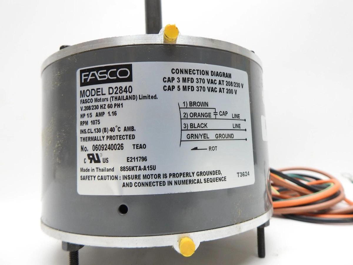 Fasco D2840 5.6" 1/5 Horse Power Condenser Fan Motor S88-601 - NOB NEW!