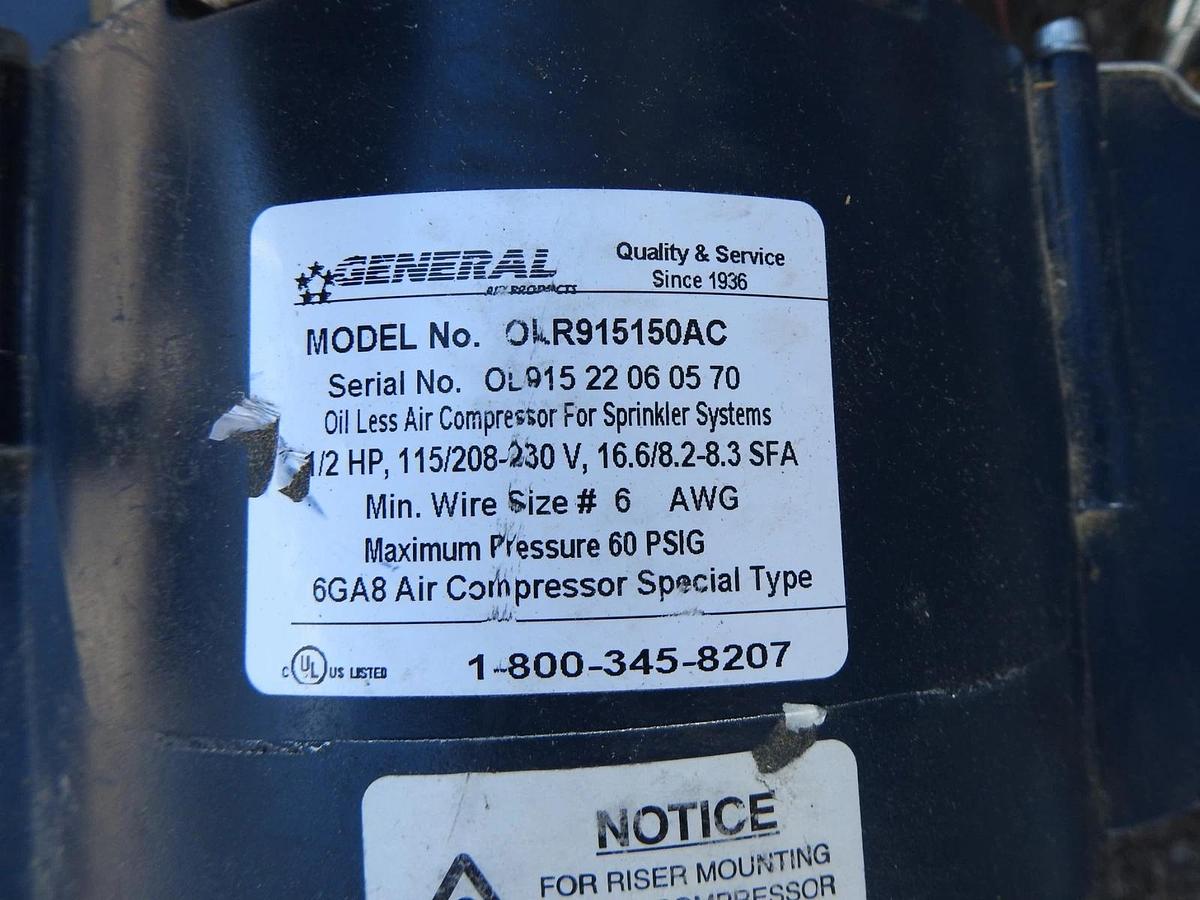 General Air Products OLR915150AC 1 1/2 HP, 915 Gallons Oil-Less Riser Compressor