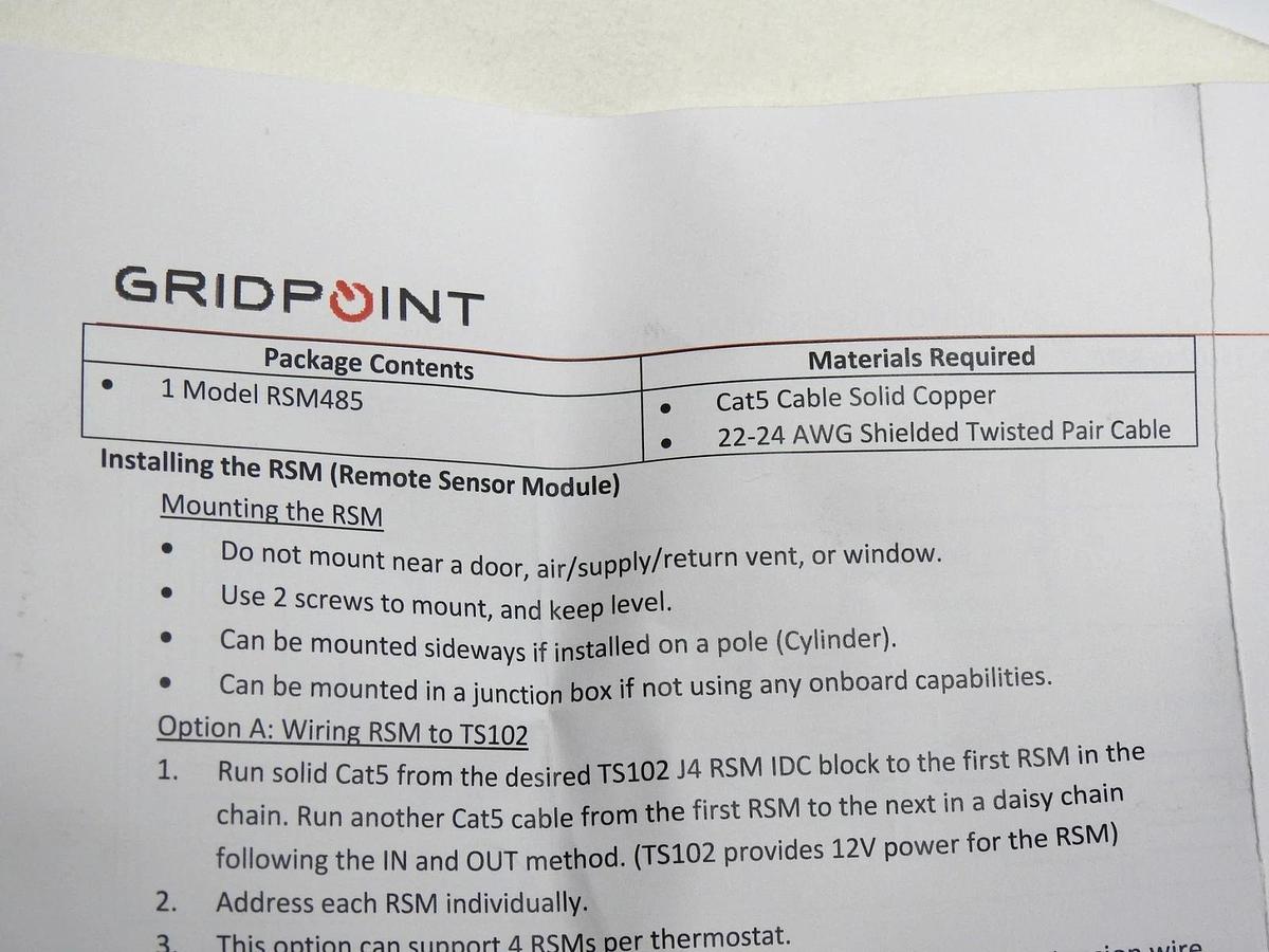 GridPoint Remote Sensor ADM-RSM-00 ADM Remote Sensor Module Model 485 RSM485 NEW