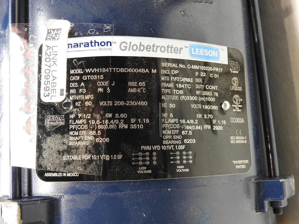 Marathon Motors GT0315, 7.5HP 208-230/460V 3PH General Purpose Motor - NOB NEW!