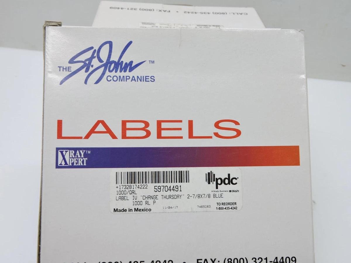 Lot of 4- PDC Healthcare 59704491 IV Label Wraparound, Permanent Change Thursday