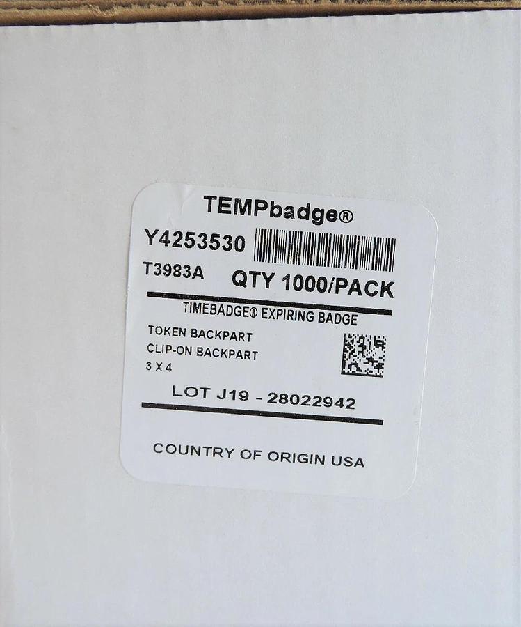 Brady Tempbadge T3983A Expiring Blank Timebadge (ONE DAY) Y4253530 x1000 Pack