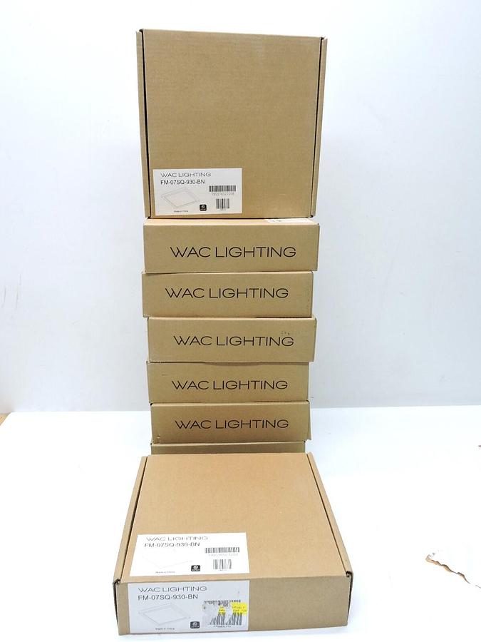 (x8) WAC Lighting SQ LED 7" Flush Mount 3000K, Brushed Nickel - FM-07SQ-930-BN
