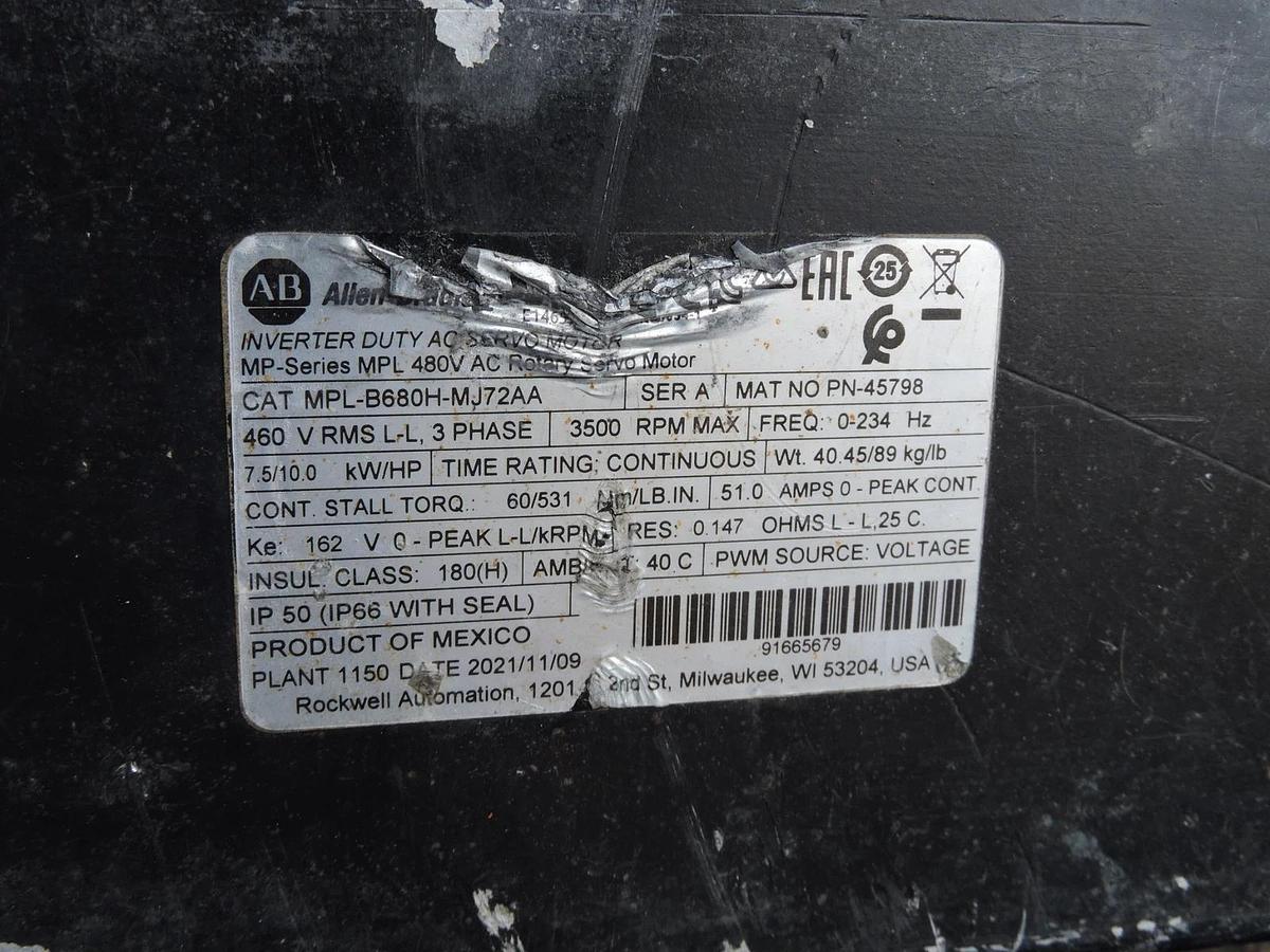 ALLEN BRADLEY MPL-B680H-MJ72AA AC ROTARY SERVO MOTOR -*NEW READ*