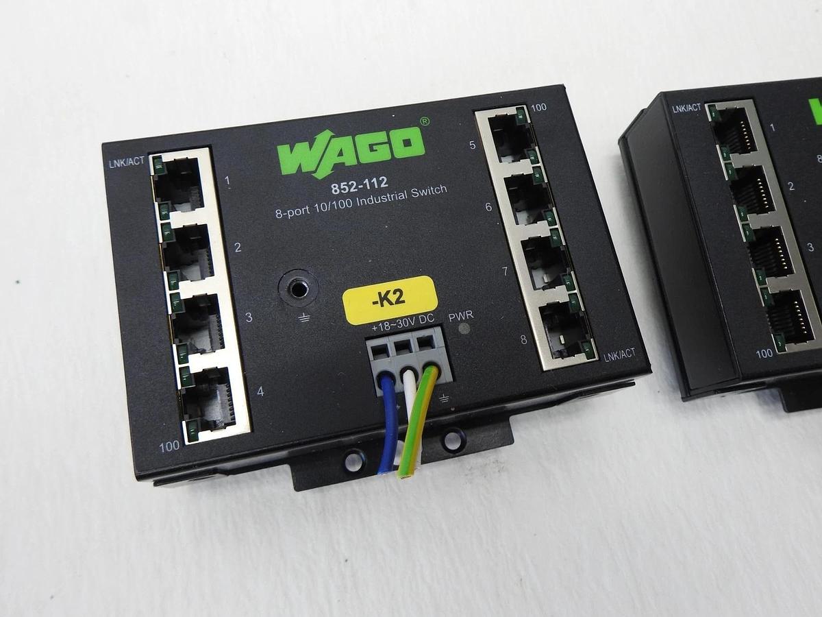 Lot of 2 - Wago 852-112 , 8-Port Industrial Ethernet Switch - NEW TAKEOUTS