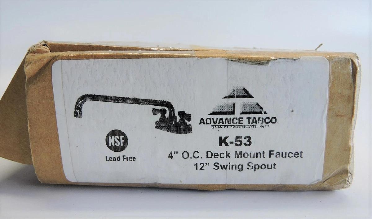 Advanced Tabco K-53 4" O.C Deck Mount Faucet 12" Swing Spout