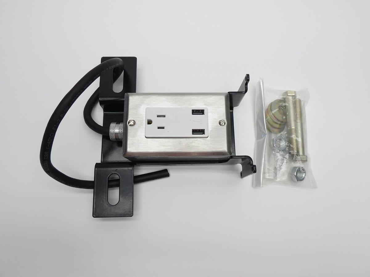 USB Combo Power Outlet 2-Port Steel Metallic 110V w/ Bracket