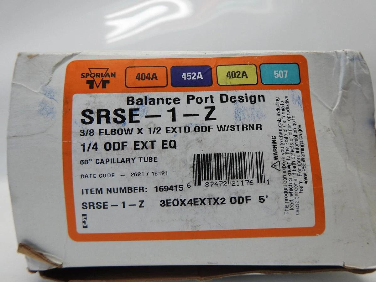 Sporlan 169415 Expansion Valve 3/8 ODF x 1/2 ODF SRSE1Z, SRSE-1-Z - NOB NEW!